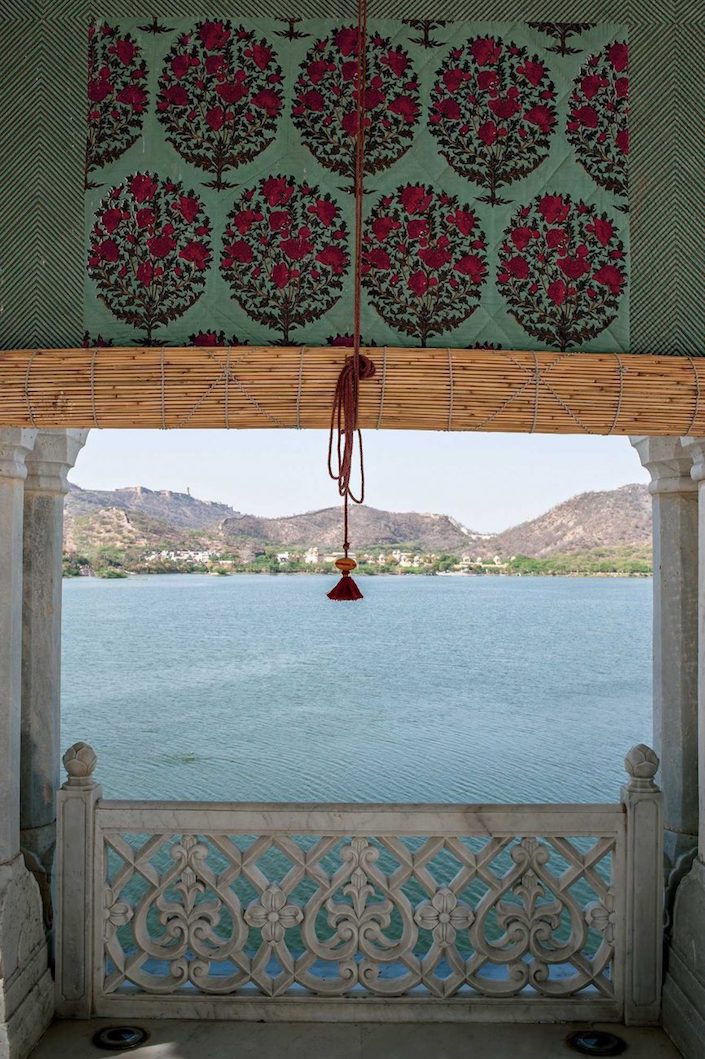 Brigitte Singh fabric at Jal Mahal, photo by Henry Wilson