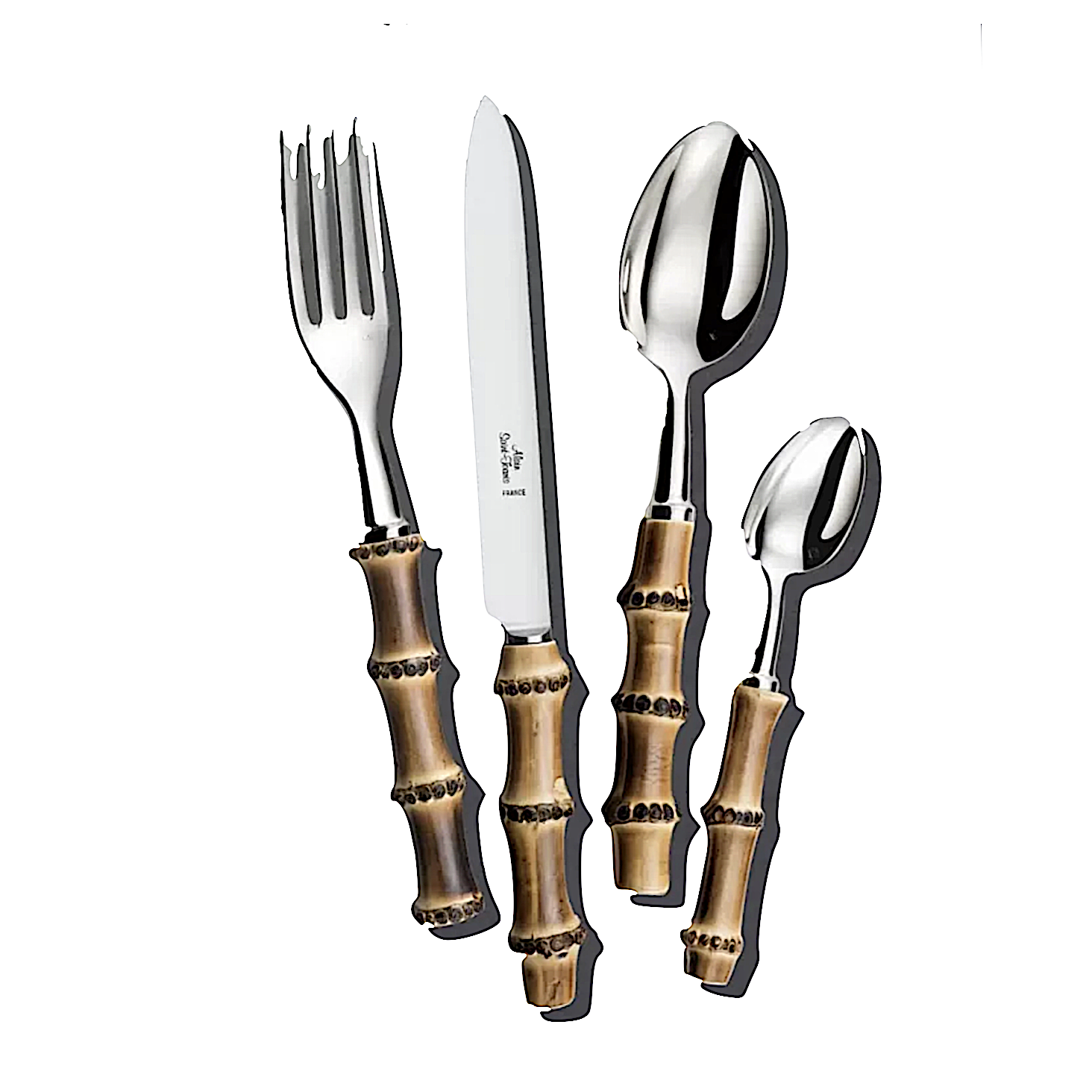 French stainless & bamboo flatware
