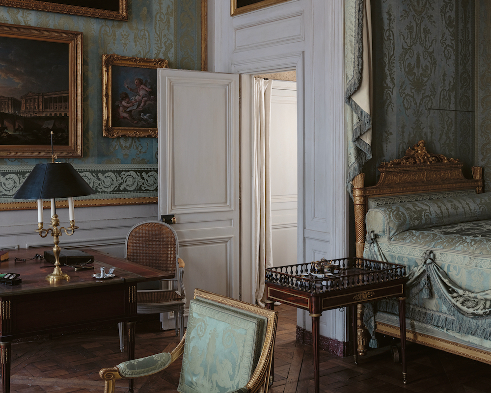 Madame Thierry de Ville-d’Avray’s bedroom being refurnished copyright Ambroise Tézenas Centre des monuments nationaux from The French Royal Wardrobe, Flammarion