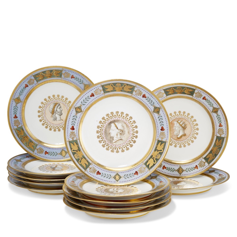 Christies Pierre Durand auction Lot 148_TWELVE IMPERIAL SEVRES PORCELAIN PLATES FROM THE SERVICE MADE FOR PAULINE BONAPARTE