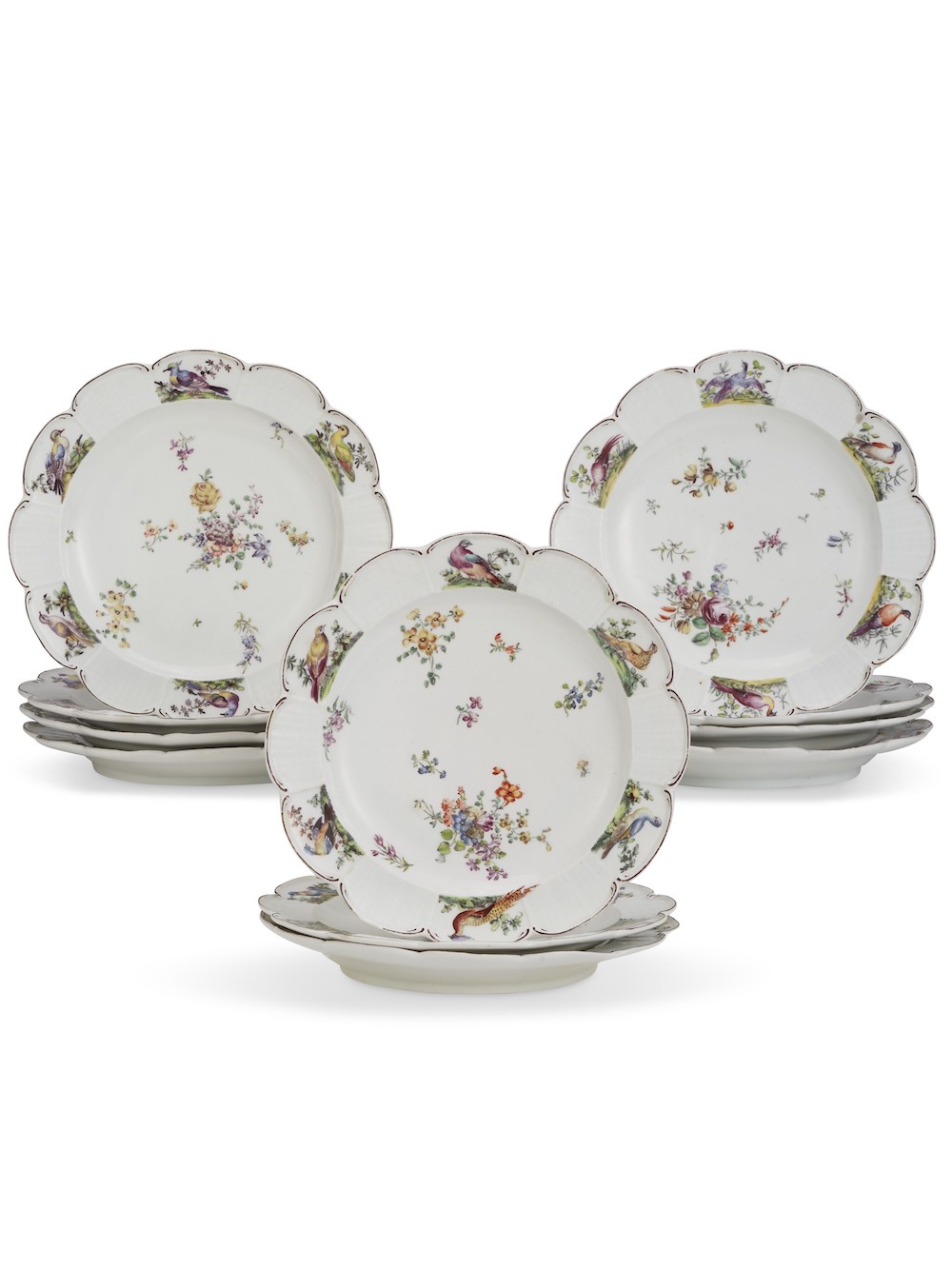 Christies Lot 156_ELEVEN CHELSEA PORCELAIN SCALLOPED DESSERT PLATES