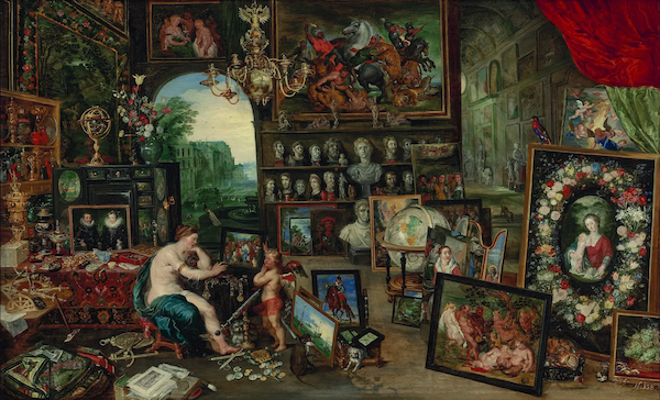 Jan Brueghel the Younger, The Five Senses Sight, oil on panel via Christie's