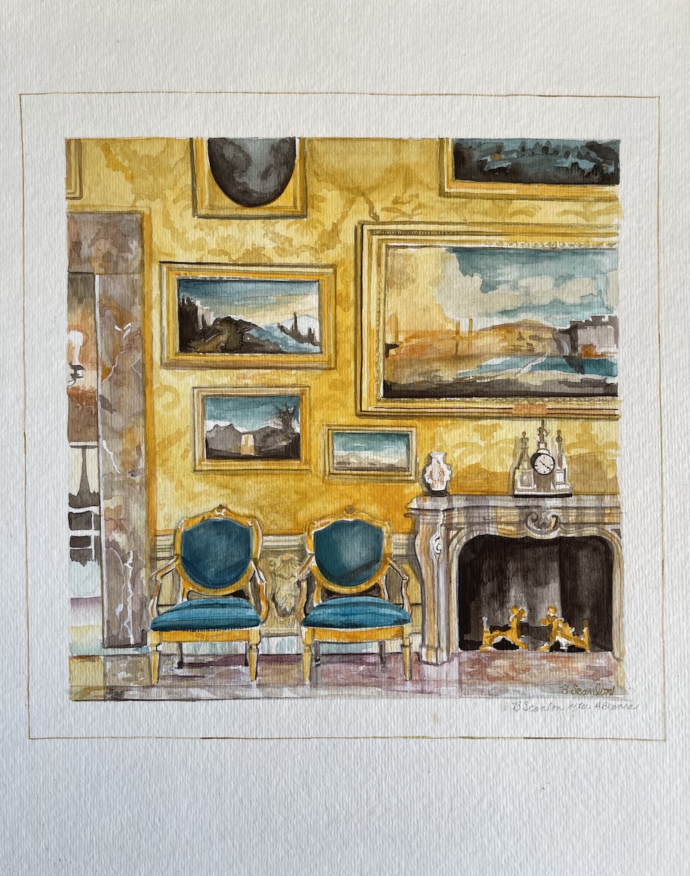 Interior watercolor portrait by Beth Scanlon for Q Worthy