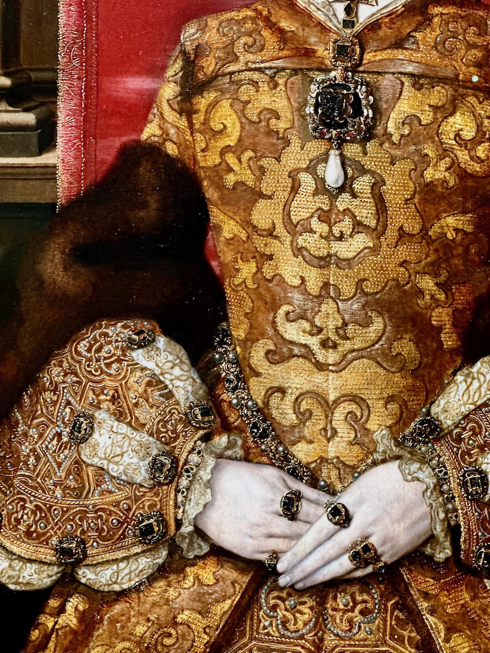 detail of portrait Mary I by Hans Eworth (Flemish, ca. 1520-1574)