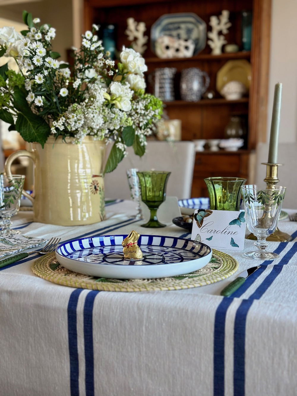 Blue and Green Easter table