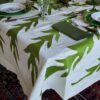 Embroidered Exotic Leaf Tablecloth - Green - Image 7
