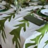 Embroidered Exotic Leaf Tablecloth - Green - Image 5