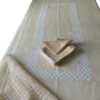 Vintage Italian hand embroidered table linens set in pale yellow