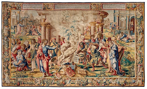 Story of Saint Paul: The Burning of the Books at Ephesus tapestry by Pieter Coecke van Aelst