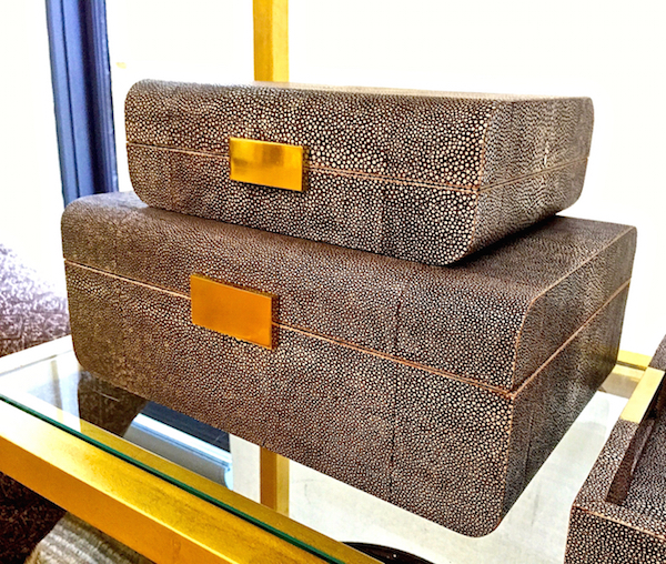 AERIN chocolate shagreen jewelry boxes