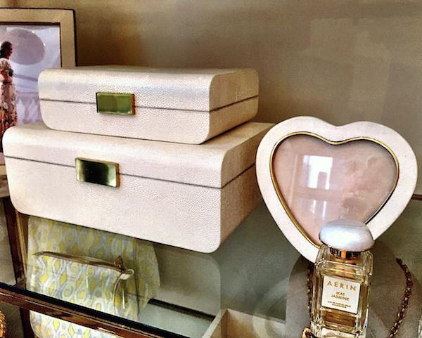 AERIN shagreen jewelry boxes cream