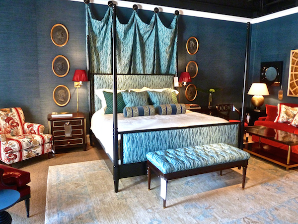 Alexa Hampton bedroom in blue at High Point