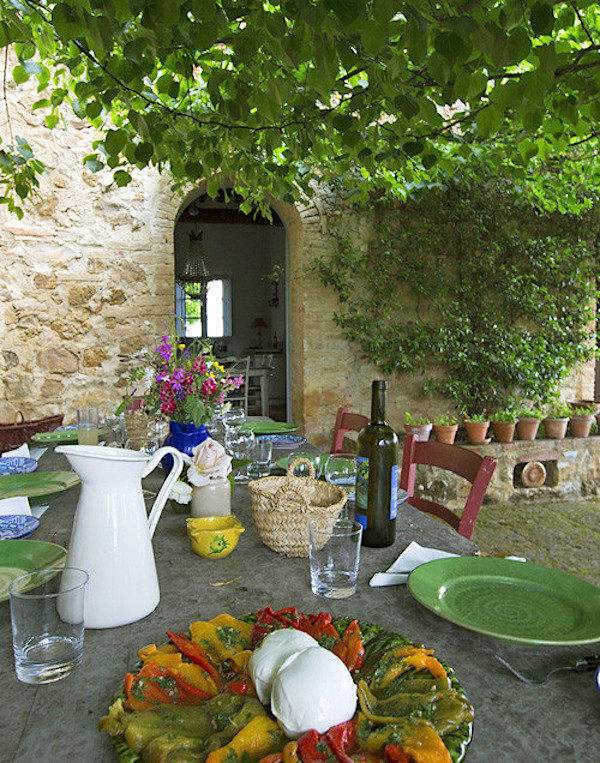 Amber Guinness cooking on Ariano villa terrace