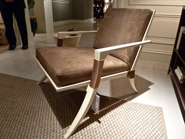 Luxe Ivory lacquer and brass Thomas Pheasant Athens Chair for Baker