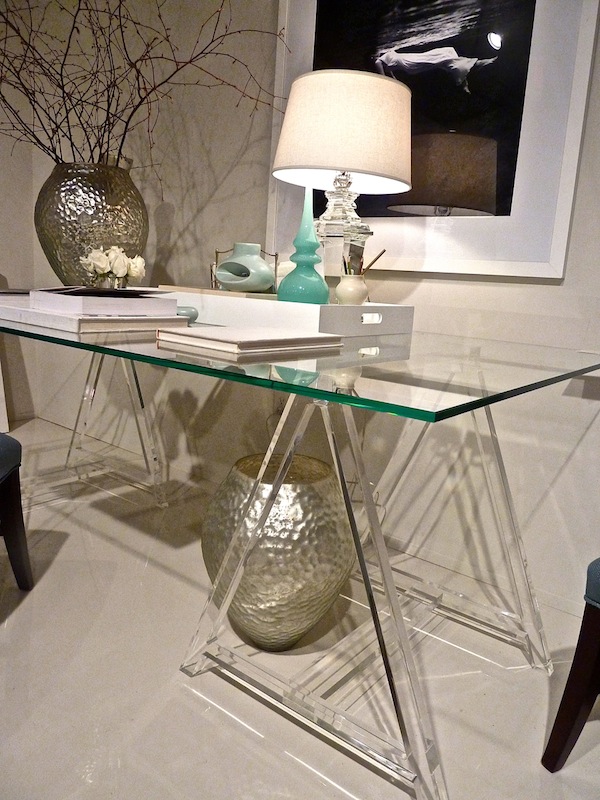 Bernhardt glass desk