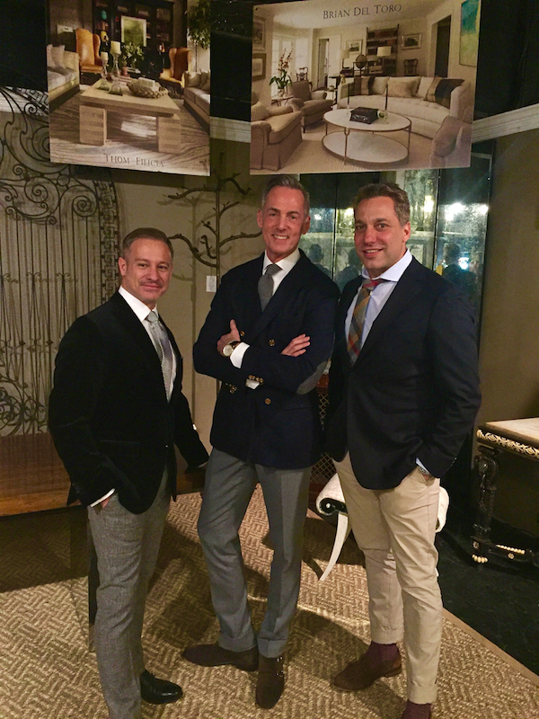 Brian del Toro, David Kleinberg and Thom Filicia at the Parish Hadley party at Antique and Arisan Gallery