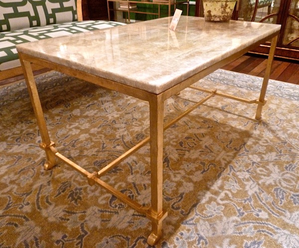 Luxe gold leaf Currey and Co Delano coffee table