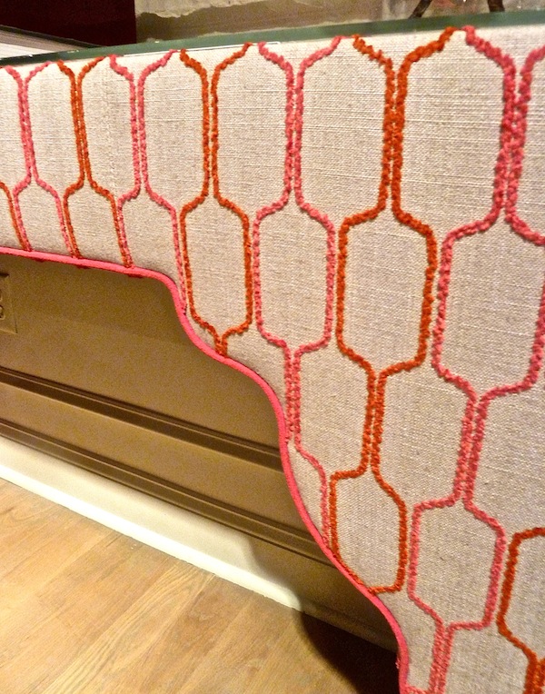 Drexel Heritage upholstered console detail
