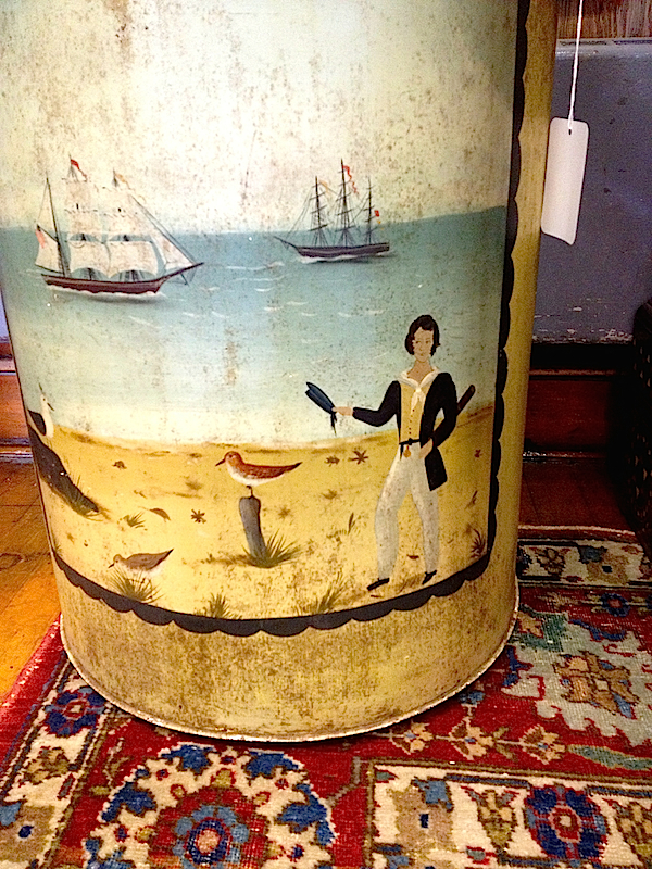 Ralph Cahoon painted tin hamper at the Rafael Osona auction