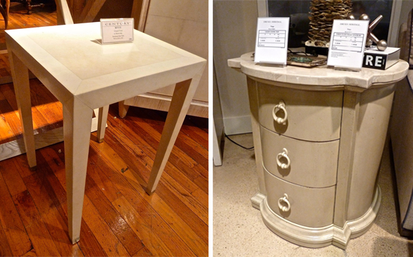 Ivory side tables from Century and Drexel Heritage