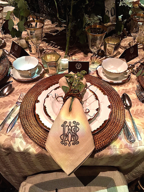 Jenny Wolf placesetting at Lenox Hill Neighborhood House Gala 2015