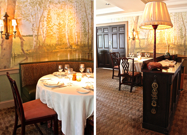 The murals at the Mayflower Inn dining room