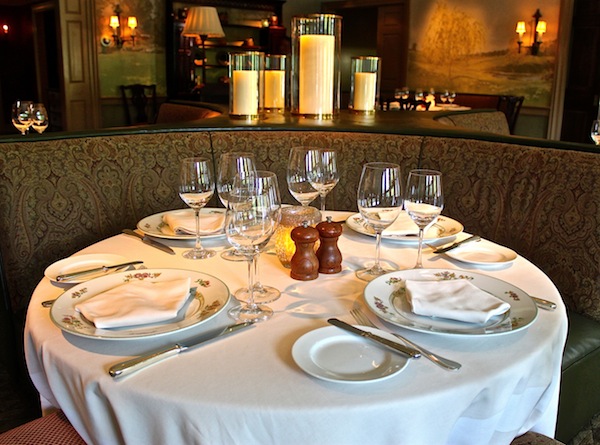 Dining room table at the Mayflower Inn