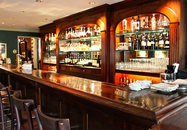 The bar in the top room at the Mayflower Inn