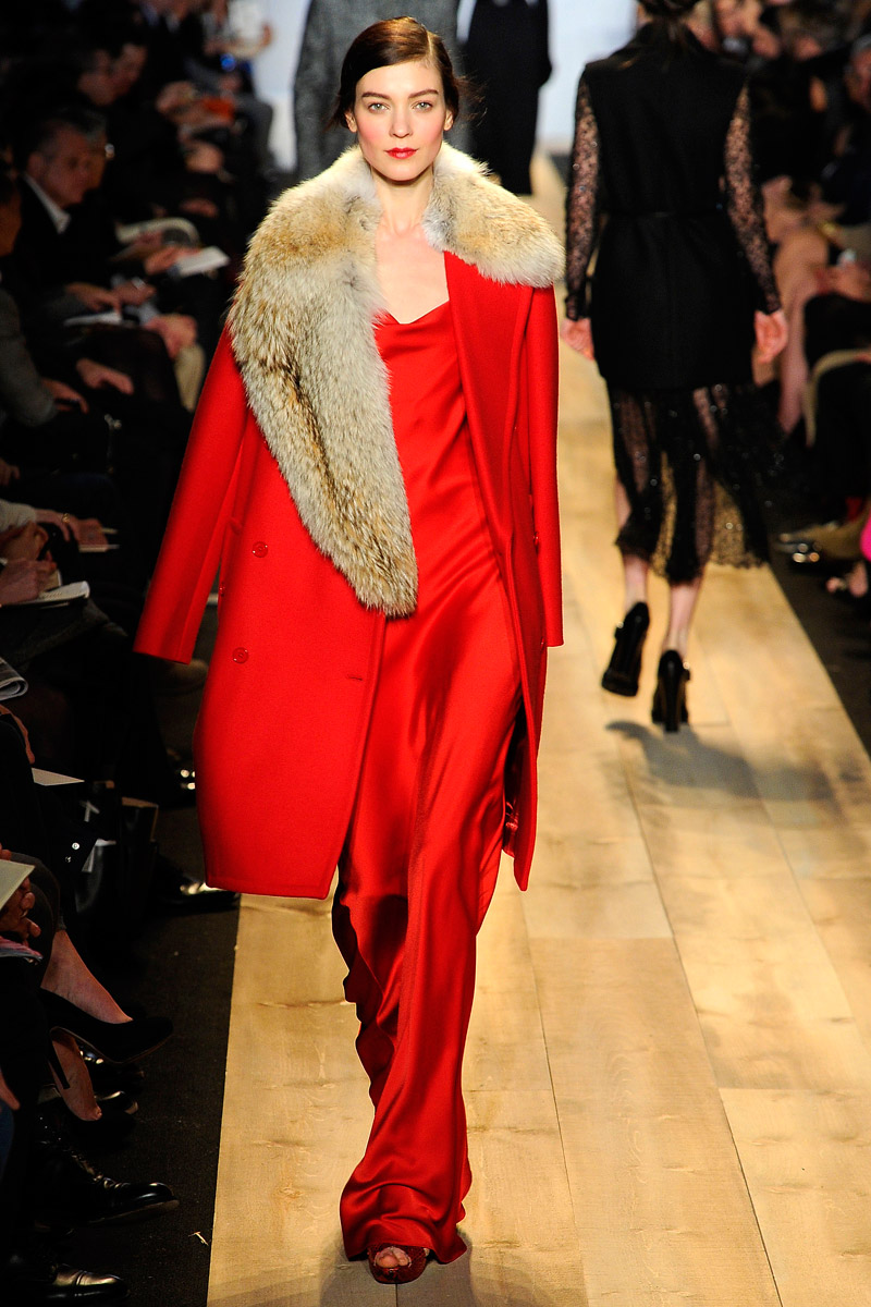 A model displays a creation by designer Michael Kors for Celine  Spring-Summer 2012 Ready-To-Wear collection show held at Tennis Club de  Paris in Paris, France, on October 2, 2011. Photo by Thierry