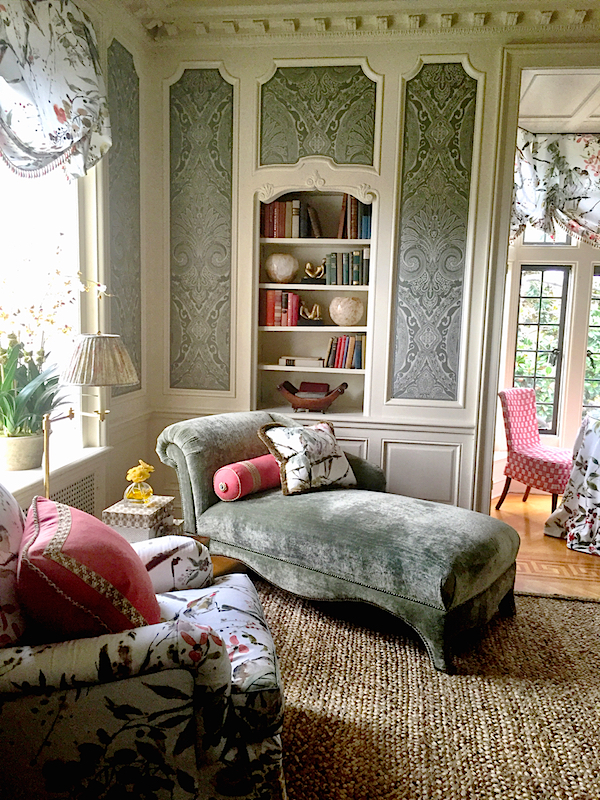 Nina Campbell bedroom at Greystone Mansion