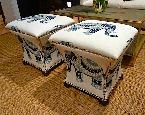 Pearson elephant stools in blue at high point