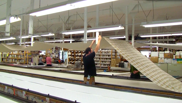 Drying fabric at Peter Fasano Studio