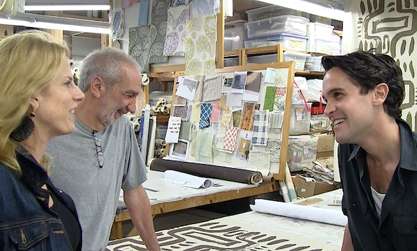Peter Fasano in his studio with Susanna Salk and Patrick Mele