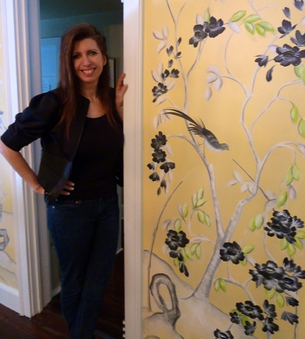 High-end muralist and decorative painter Suzanne Bellehumeur at the Bartlett Arboretum show house