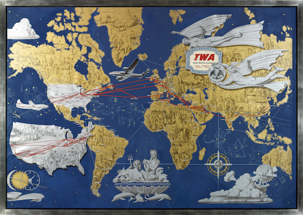 TWA's World Map circa 1945 from Librairie Signatures at the International Show