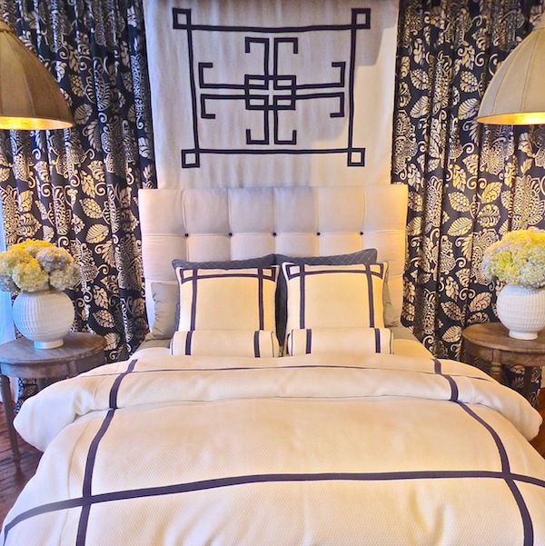 Thibaut navy and white custom bedding