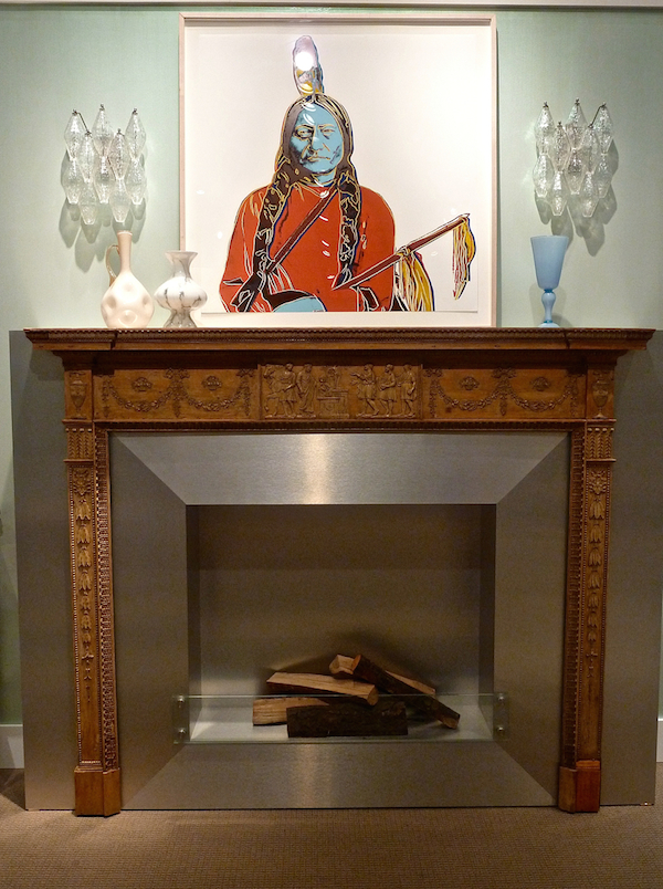 Warhol and George III mantel at Sothebys Designer Showhouse
