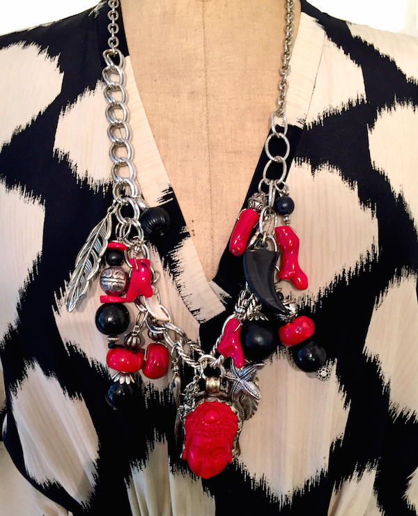 bohemiachic necklace with Madeline Weinrib caftan at Privet Lives