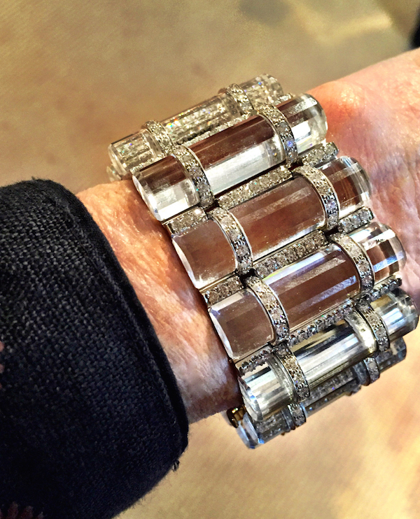 platinum rock crystal and diamond Aletto bracelet at Sotheby's important jewels