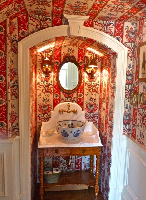 Powder room in luxury custom home in Connecticut