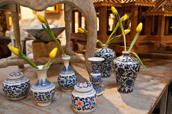 blue and white vases