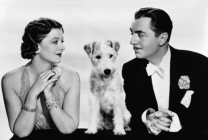 Myrna Loy, Asta and William Powell in the Thin Man
