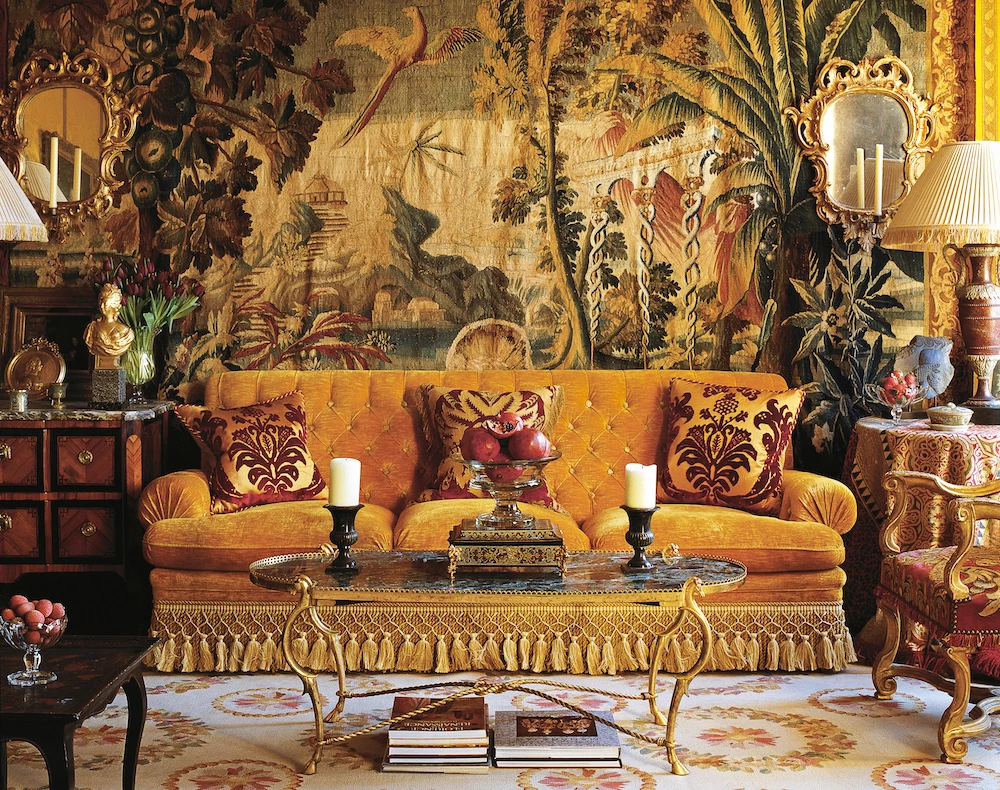 Alidad interior with tapestry via Quintessence
