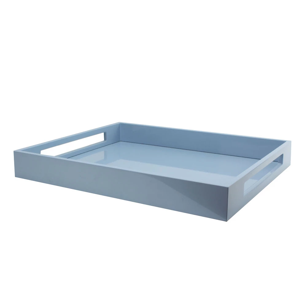 Pale Denim Lacquer Serving Tray via Quintessence
